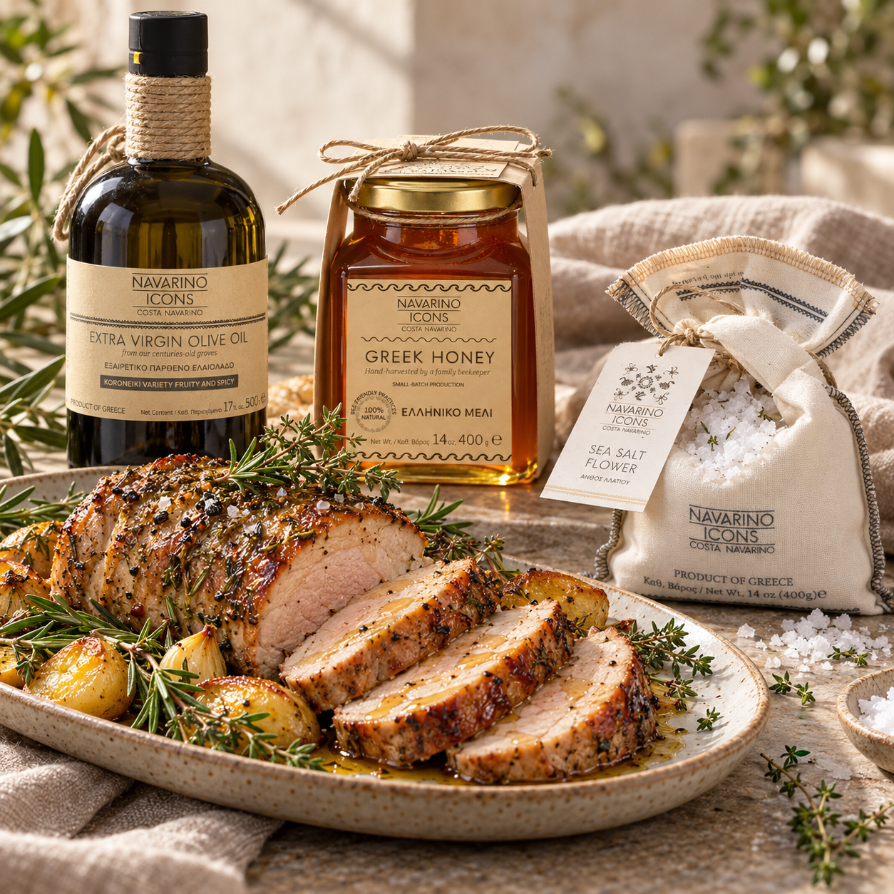 Herb-Marinated Roasted Pork Loin with Pure Greek Honey